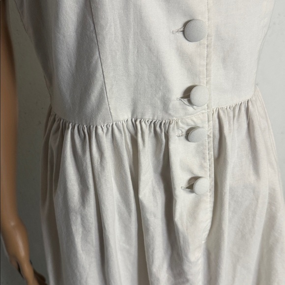 Laura Ashley Cream Button-Front Midi Dress, Fits S-M - Picture 8 of 10